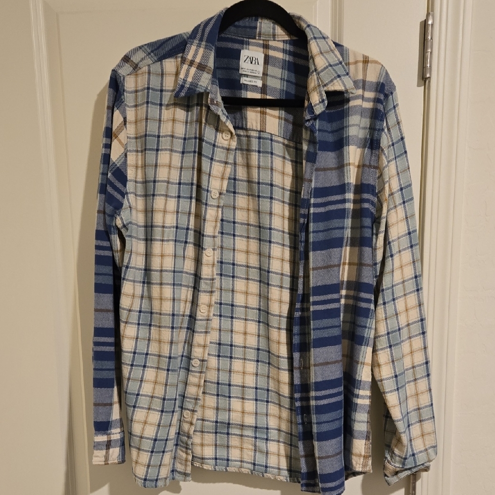 Zara Men's Multi-Color Plaid Shirt Jacket